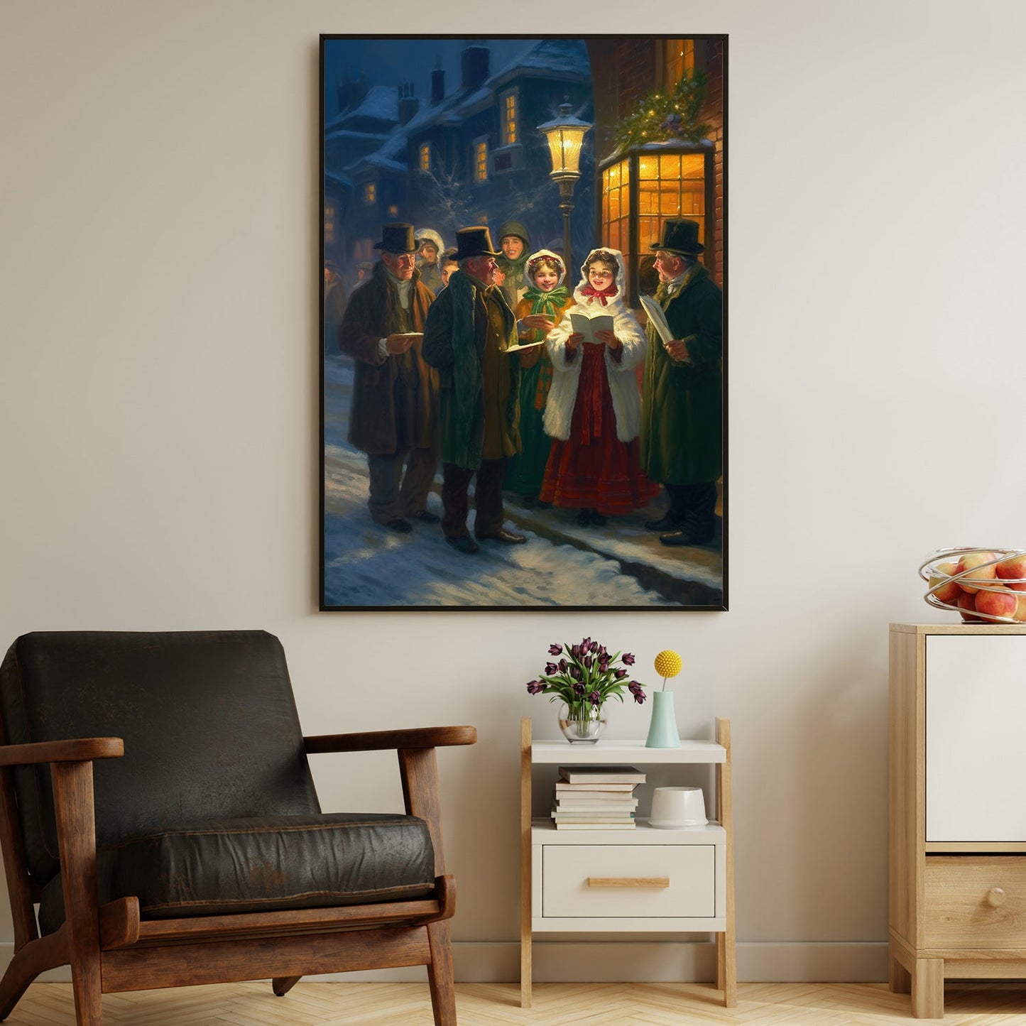 Carolers' Serenade A Winter Evening, Victorian Christmas Canvas Painting, Xmas Wall Art Decor - Christmas Poster Gift