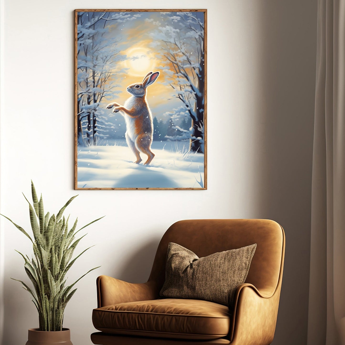 Moonlit Dance The Winter Hare's Ballad Christmas Canvas Painting, Xmas Wall Art Decor - Christmas Poster Gift