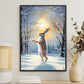 Moonlit Dance The Winter Hare's Ballad Christmas Canvas Painting, Xmas Wall Art Decor - Christmas Poster Gift