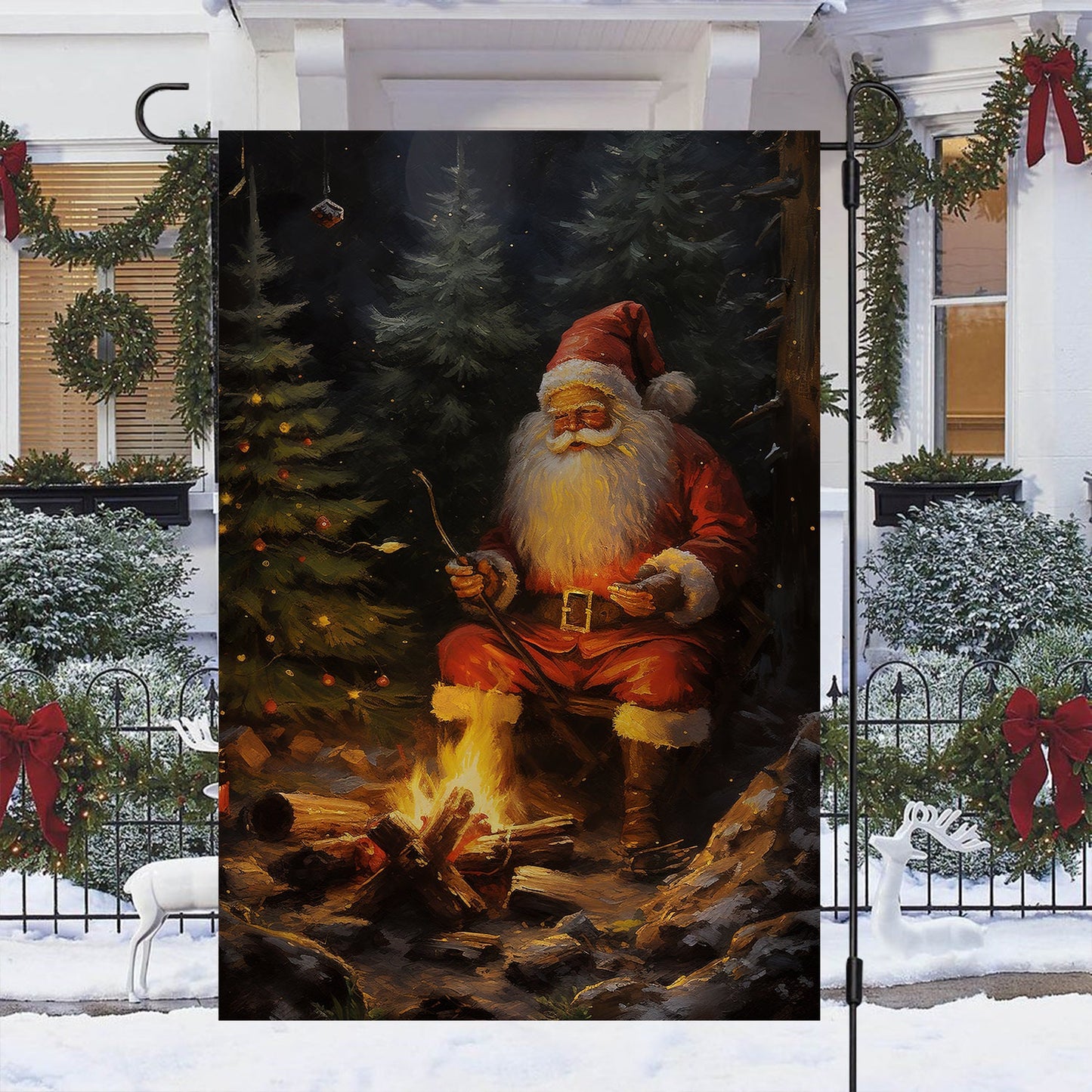 A Quiet Moment In The Enchanted Forest, Santa Claus Xmas Garden Flag - House Flag, Christmas Flag Gift For Santa Claus Lovers