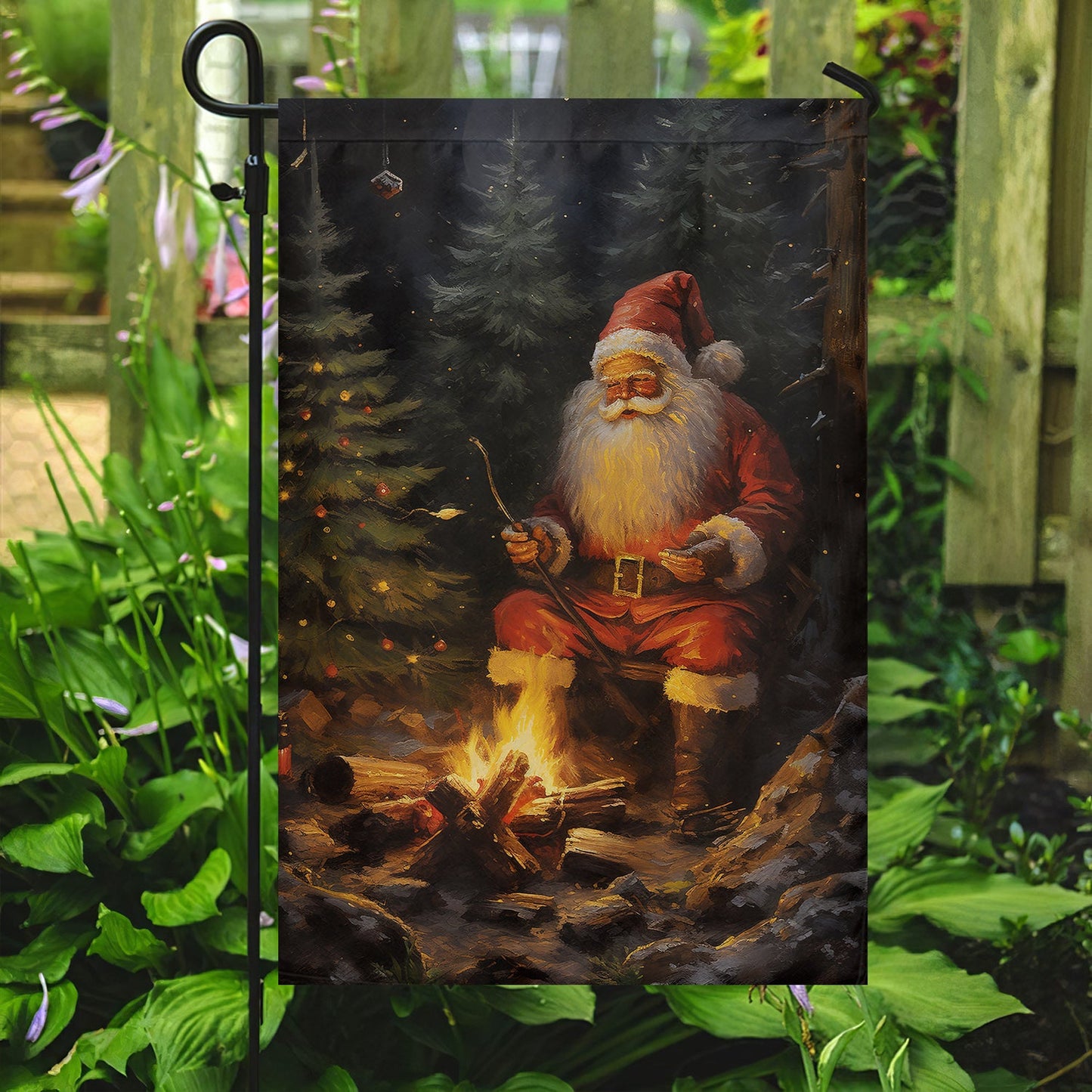 A Quiet Moment In The Enchanted Forest, Santa Claus Xmas Garden Flag - House Flag, Christmas Flag Gift For Santa Claus Lovers