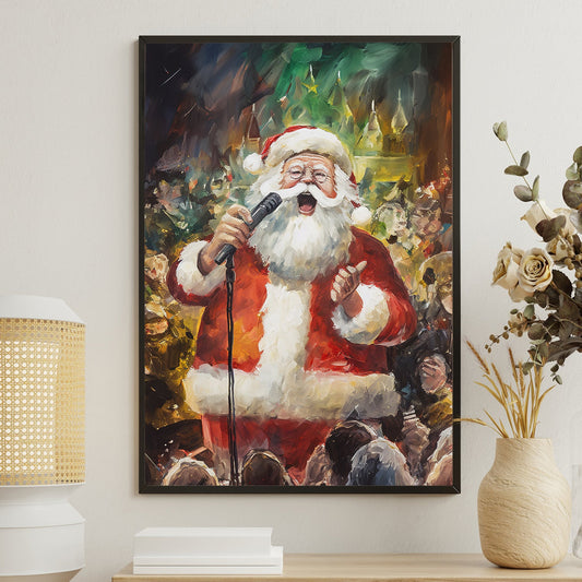 Santa's Christmas Concert A Jolly Serenade For All To Hear Christmas Canvas Painting, Xmas Wall Art Decor - Christmas Poster Gift