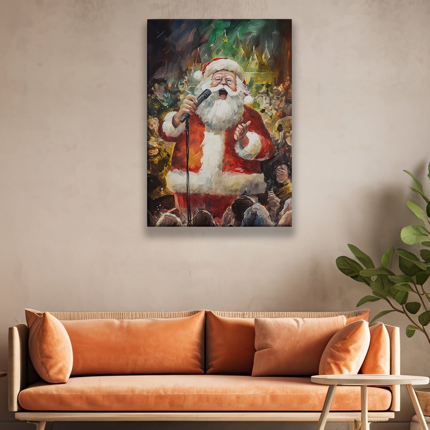 Santa's Christmas Concert A Jolly Serenade For All To Hear Christmas Canvas Painting, Xmas Wall Art Decor - Christmas Poster Gift