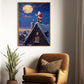 Moonlit Magic Santa's Tranquil Rooftop Respite Christmas Canvas Painting, Xmas Wall Art Decor - Christmas Poster Gift