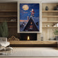 Moonlit Magic Santa's Tranquil Rooftop Respite Christmas Canvas Painting, Xmas Wall Art Decor - Christmas Poster Gift