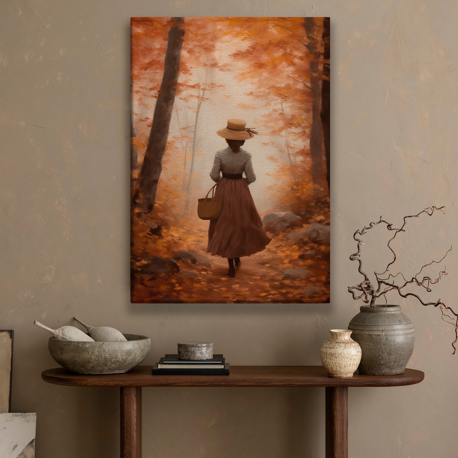 Woman Autumn Tree selling 16X20 Canvas Painting