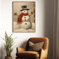 Snowman Standing In The Middle Of The Snowy Forest, Christmas Canvas Painting, Xmas Wall Art Decor - Christmas Poster Gift