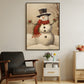 Snowman Standing In The Middle Of The Snowy Forest, Christmas Canvas Painting, Xmas Wall Art Decor - Christmas Poster Gift