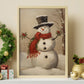 Snowman Standing In The Middle Of The Snowy Forest, Christmas Canvas Painting, Xmas Wall Art Decor - Christmas Poster Gift