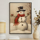 Snowman Standing In The Middle Of The Snowy Forest, Christmas Canvas Painting, Xmas Wall Art Decor - Christmas Poster Gift