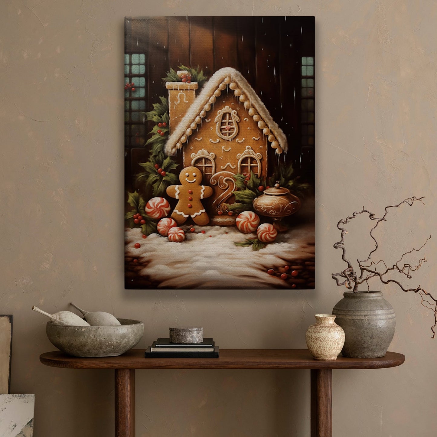 Small Corner Of Children's Toys Gingerbread Man, Christmas Canvas Painting, Xmas Wall Art Decor - Christmas Poster Gift