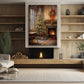 Christmas Tree And Fireplace, Christmas Canvas Painting, Xmas Wall Art Decor - Christmas Poster Gift