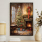 Christmas Tree And Fireplace, Christmas Canvas Painting, Xmas Wall Art Decor - Christmas Poster Gift