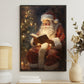 Santa Claus Is Reading Book Beside Christmas Tree, Christmas Canvas Painting, Xmas Wall Art Decor - Christmas Poster Gift For Decorating Your Home