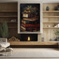 The Books Are Decorated With Christmas Trees, Christmas Canvas Painting, Xmas Wall Art Decor - Christmas Poster Gift For Books Lovers