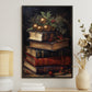 The Books Are Decorated With Christmas Trees, Christmas Canvas Painting, Xmas Wall Art Decor - Christmas Poster Gift For Books Lovers