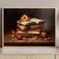 The Books Are Stacked On Top Of Each Other, Thanksgiving Canvas Painting, Wall Art Decor - Thanksgiving Poster Gift For Books Lovers