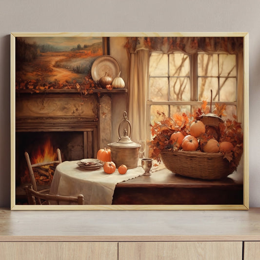 The Dining Table Is Full Of Autumn Atmosphere, Thanksgiving Canvas Painting, Wall Art Decor - Thanksgiving Poster Gift