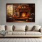 Fireplace Room Space In Autumn, Thanksgiving Canvas Painting, Wall Art Decor - Thanksgiving Poster Gift For Your Home