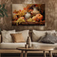 Vases Of Flowers And Pumpkin Fruits Overflow, Thanksgiving Canvas Painting, Wall Art Decor - Thanksgiving Poster Gift