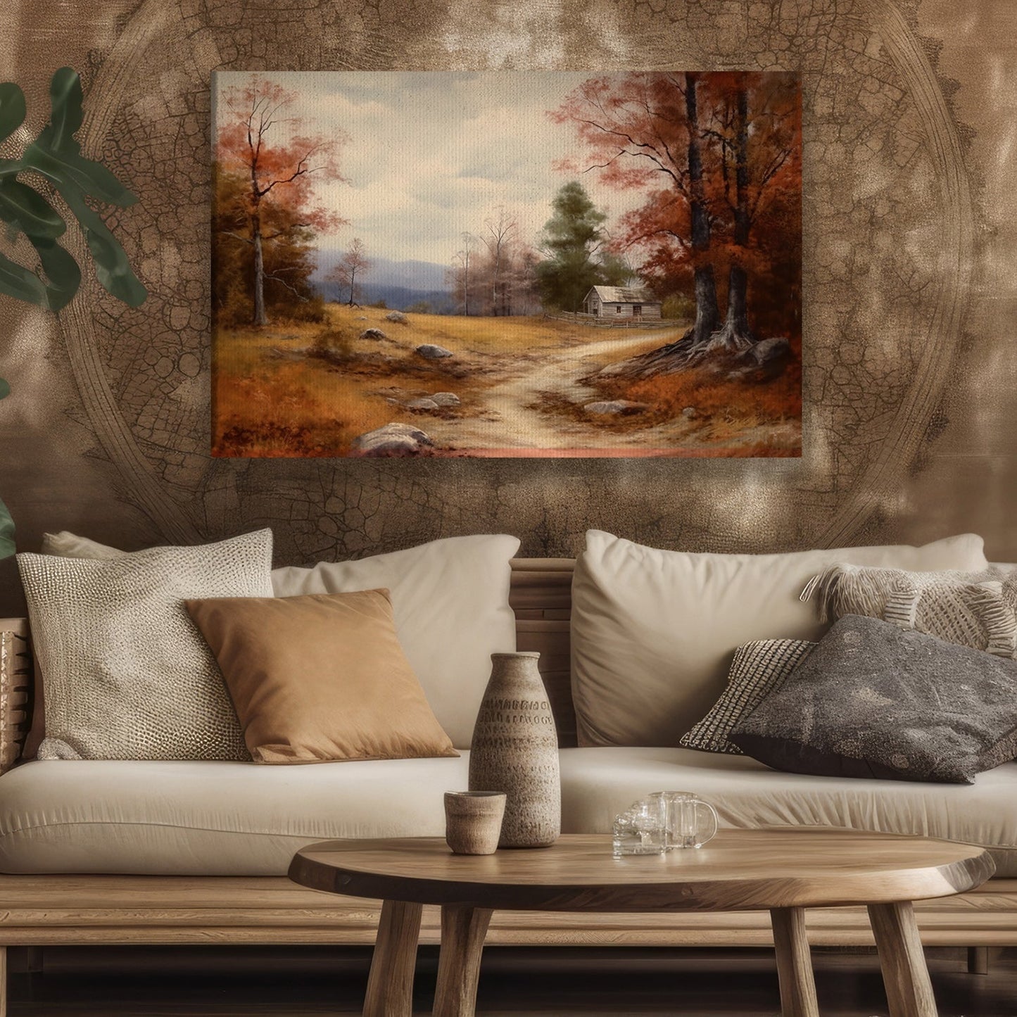 Peaceful Painting Of Autumn Countryside Scene, Thanksgiving Canvas Painting, Wall Art Decor - Thanksgiving Poster Gift