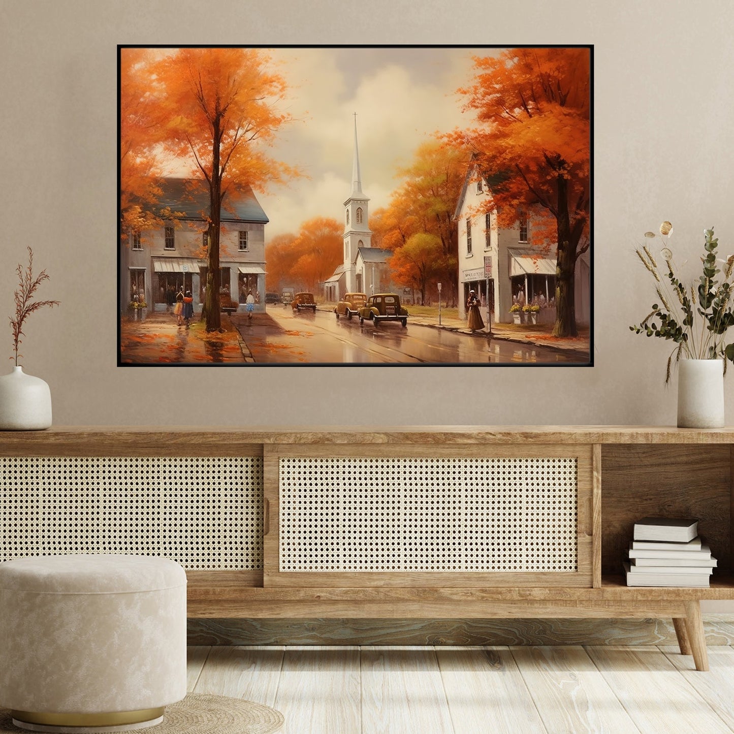 Church And Daily Activities, Thanksgiving Canvas Painting, Wall Art Decor - Thanksgiving Poster Gift