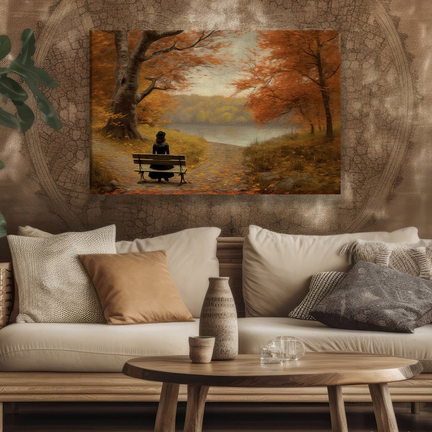 The Girl Is Sitting On A Chair Watching The Fall Season, Thanksgiving Canvas Painting, Wall Art Decor - Thanksgiving Poster Gift