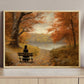 The Girl Is Sitting On A Chair Watching The Fall Season, Thanksgiving Canvas Painting, Wall Art Decor - Thanksgiving Poster Gift