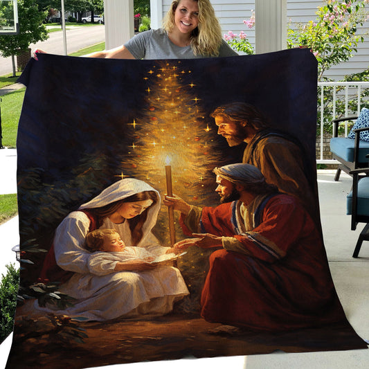 Starlit Nativity Christmas, Nativity Christians Xmas Fleece Blanket & Sherpa Blanket Gift