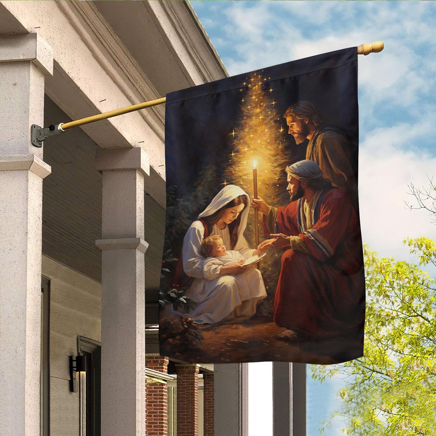 Sacred Night Of Light, Christians Xmas Garden Flag & House Flag, Nativity Christians Flag Gift