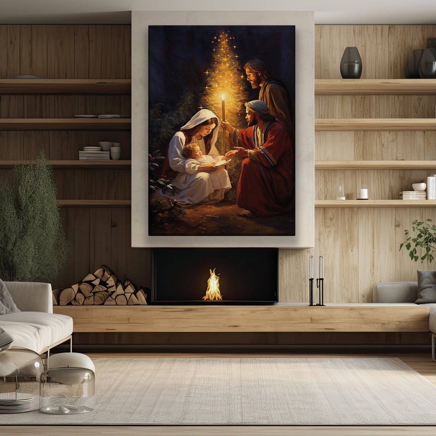 Nativity's Tender Glow A Silent Night's Promise, Christmas Canvas Painting, Xmas Wall Art Decor - Christians Christmas Poster Gift