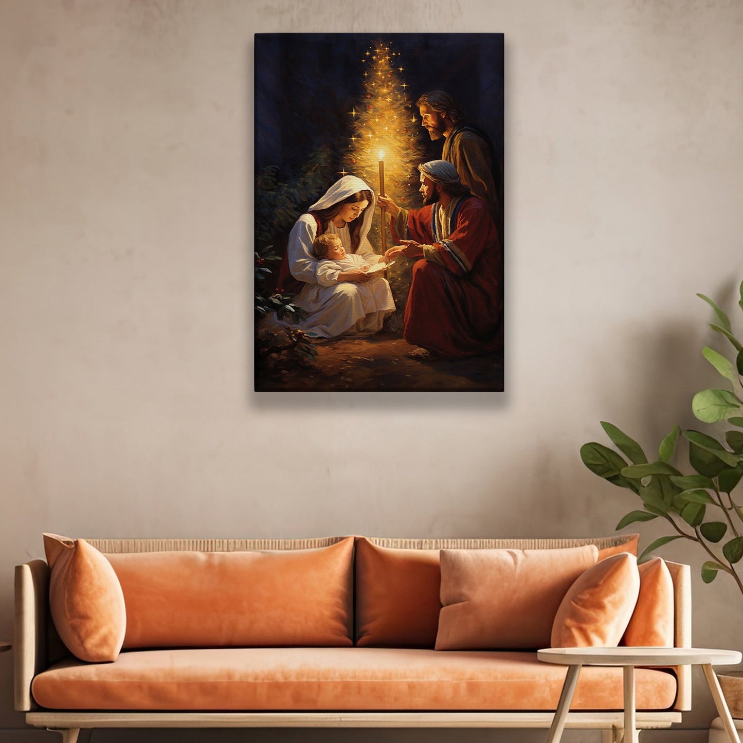 Nativity's Tender Glow A Silent Night's Promise, Christmas Canvas Painting, Xmas Wall Art Decor - Christians Christmas Poster Gift