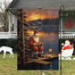 Santa's Serene Sunset Retreat, Santa Claus Xmas Garden Flag - House Flag, Christmas Flag Gift For Santa Claus Lovers