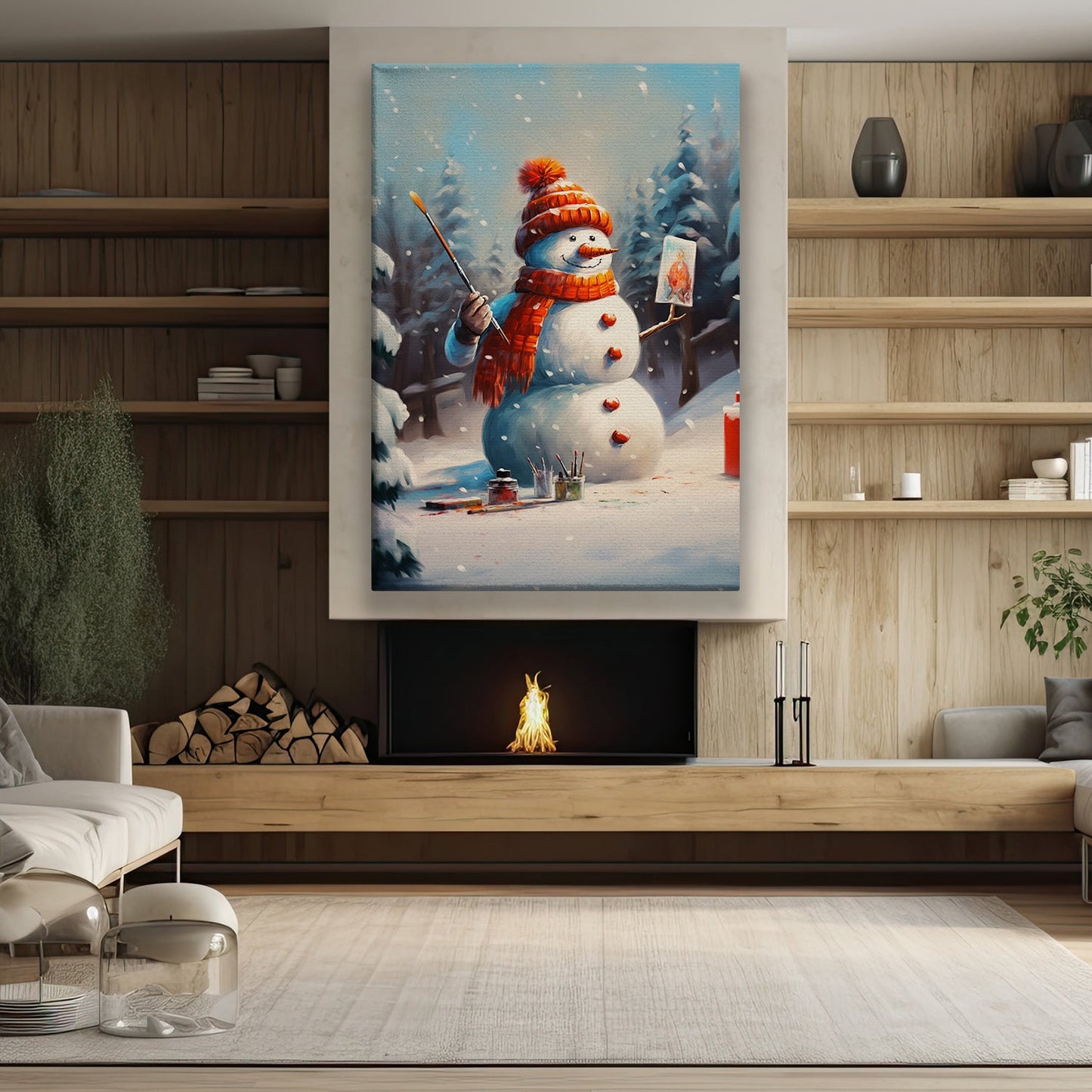 Artistic Frost The Snowman's Canvas, Christmas Canvas Painting, Xmas Wall Art Decor - Christmas Poster Gift For Snowman Lovers