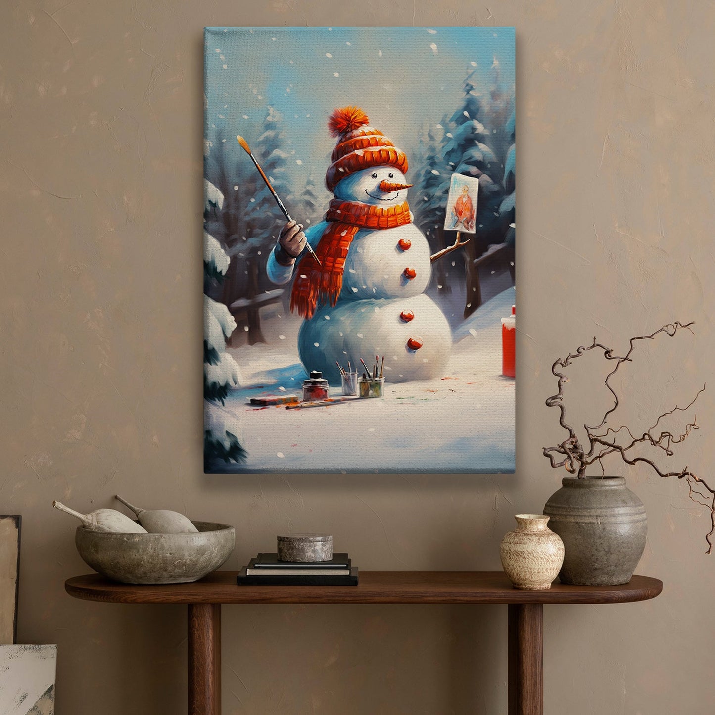 Artistic Frost The Snowman's Canvas, Christmas Canvas Painting, Xmas Wall Art Decor - Christmas Poster Gift For Snowman Lovers