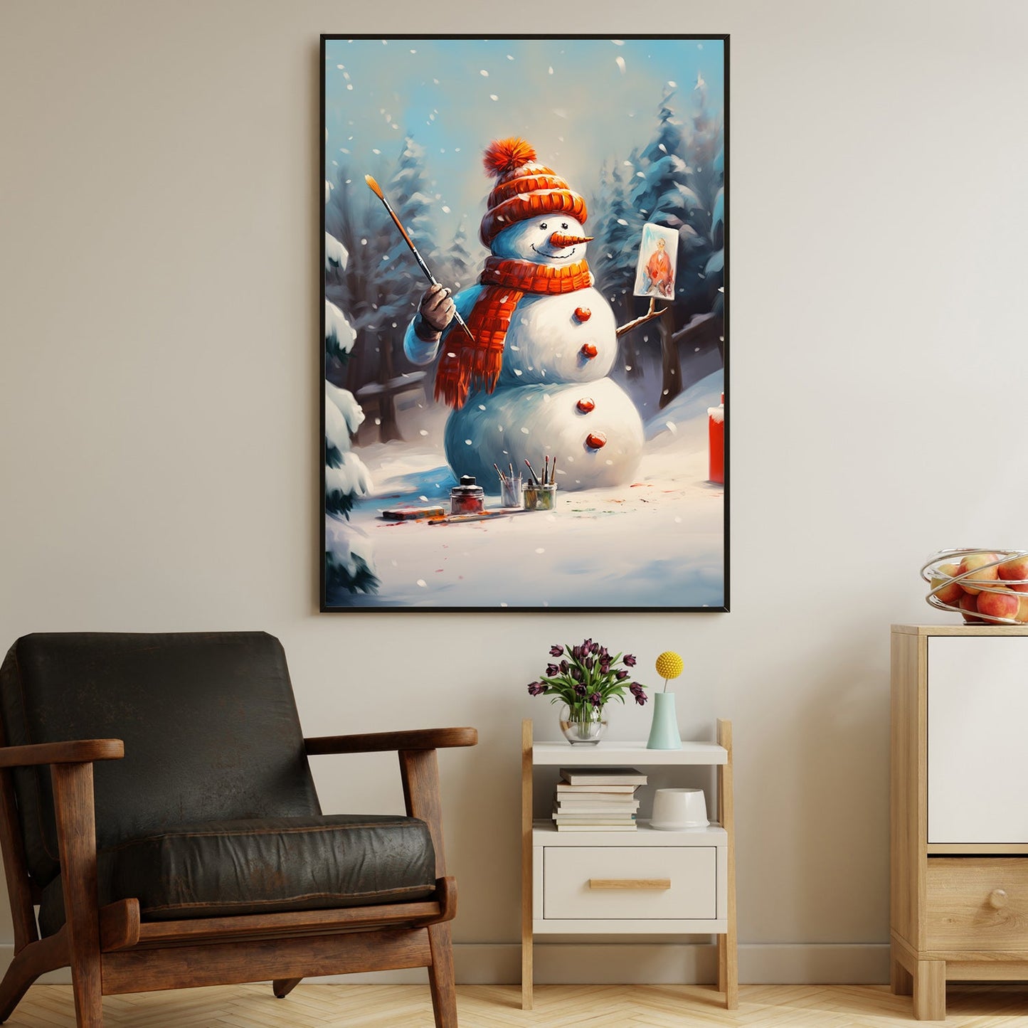 Artistic Frost The Snowman's Canvas, Christmas Canvas Painting, Xmas Wall Art Decor - Christmas Poster Gift For Snowman Lovers