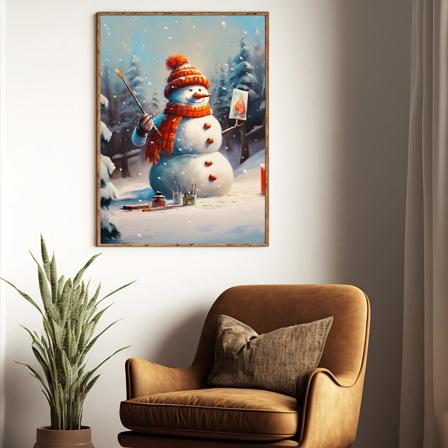 Artistic Frost The Snowman's Canvas, Christmas Canvas Painting, Xmas Wall Art Decor - Christmas Poster Gift For Snowman Lovers