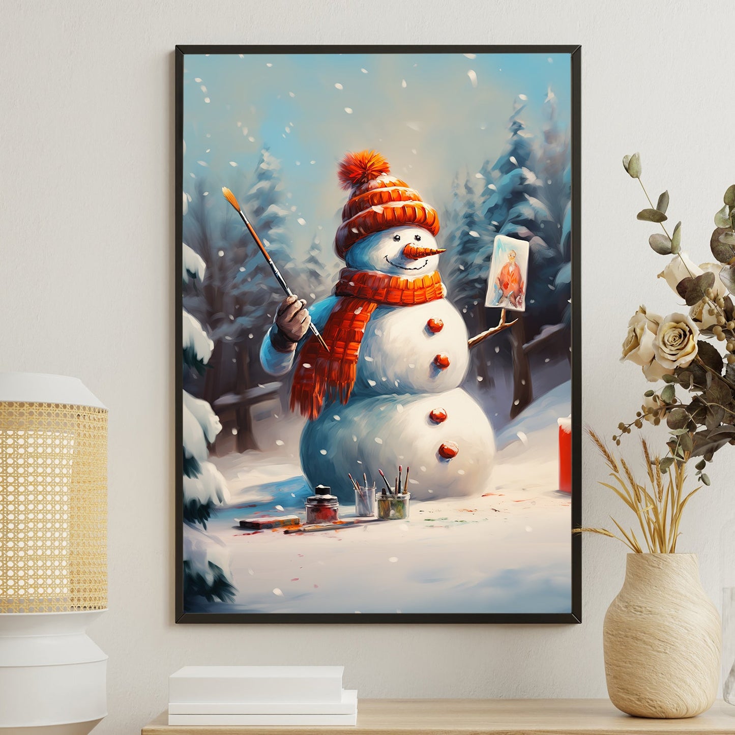 Artistic Frost The Snowman's Canvas, Christmas Canvas Painting, Xmas Wall Art Decor - Christmas Poster Gift For Snowman Lovers