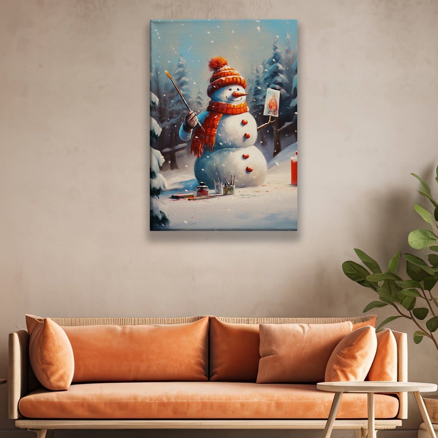 Artistic Frost The Snowman's Canvas, Christmas Canvas Painting, Xmas Wall Art Decor - Christmas Poster Gift For Snowman Lovers