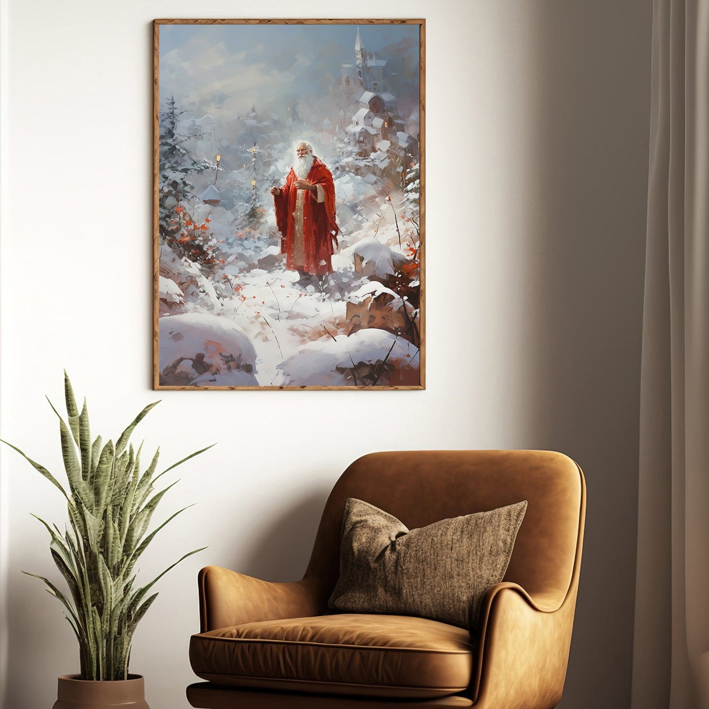 Enchanted Eve Santa's Silent Vigil, Christmas Canvas Painting, Xmas Wall Art Decor - Christmas Poster Gift