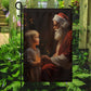 A Heartfelt Exchange, Santa Claus With Kid Xmas Garden Flag - House Flag, Christmas Flag Gift For Santa Claus Lovers