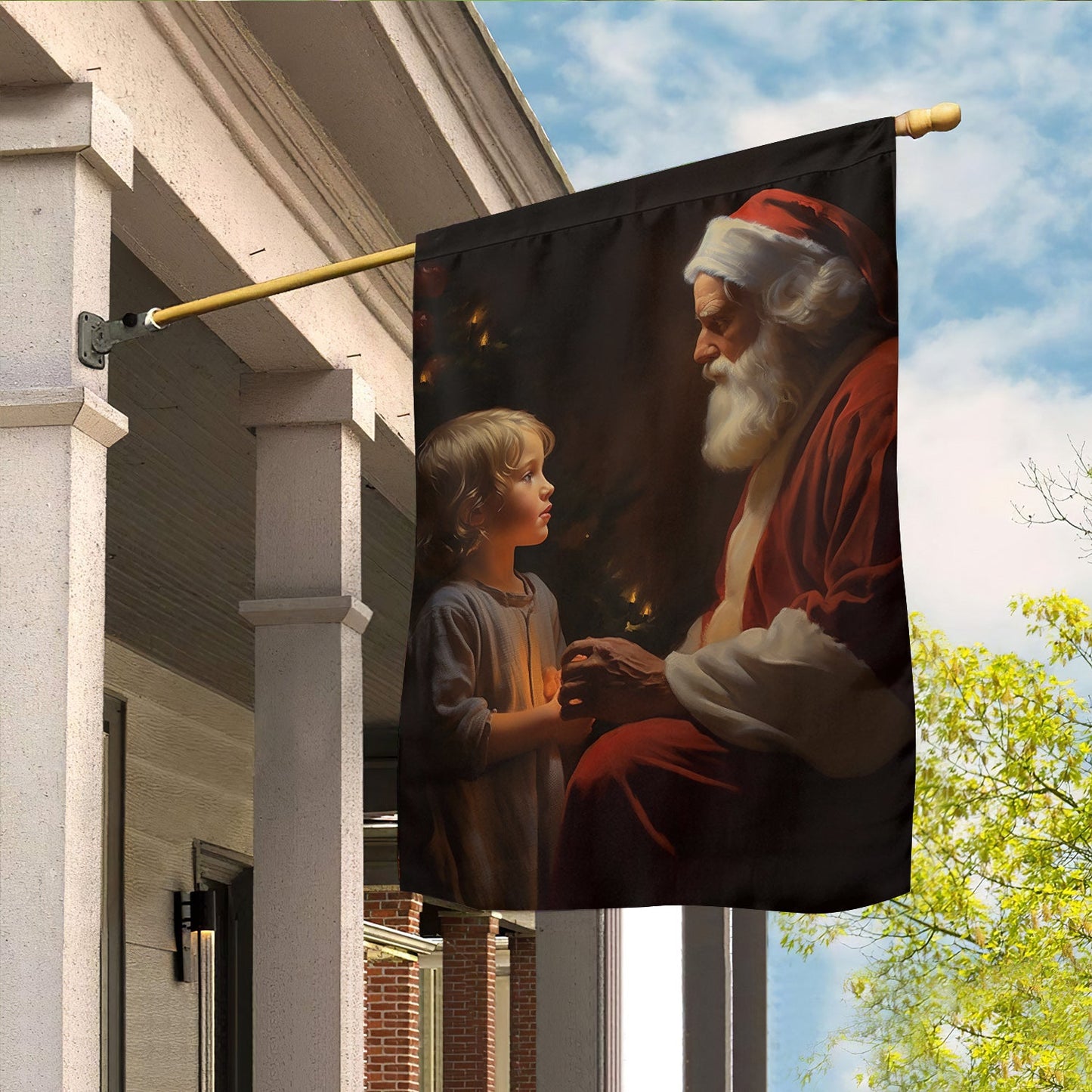 A Heartfelt Exchange, Santa Claus With Kid Xmas Garden Flag - House Flag, Christmas Flag Gift For Santa Claus Lovers