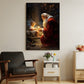 Santa Claus With A Little Boy, Christmas Canvas Painting, Xmas Wall Art Decor - Christmas Poster Gift