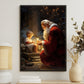 Santa Claus With A Little Boy, Christmas Canvas Painting, Xmas Wall Art Decor - Christmas Poster Gift