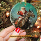 Santa's Gallant Steed, Santa Claus Circle Ceramic Ornament Christmas Gift For Horse Lovers