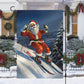 Santa Claus Skiing, Santa Claus Xmas Garden Flag & House Flag, Christmas Flag Gift For Santa Claus Lovers