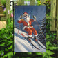 Santa Claus Skiing, Santa Claus Xmas Garden Flag & House Flag, Christmas Flag Gift For Santa Claus Lovers