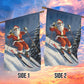 Santa Claus Skiing, Santa Claus Xmas Garden Flag & House Flag, Christmas Flag Gift For Santa Claus Lovers