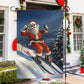 Santa Claus Skiing, Santa Claus Xmas Garden Flag & House Flag, Christmas Flag Gift For Santa Claus Lovers