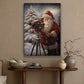 Santa Claus Is Taking A Picture With A Camera On A Tripod, Christmas Canvas Painting, Xmas Wall Art Decor - Christmas Poster Gift For Photograph Lovers